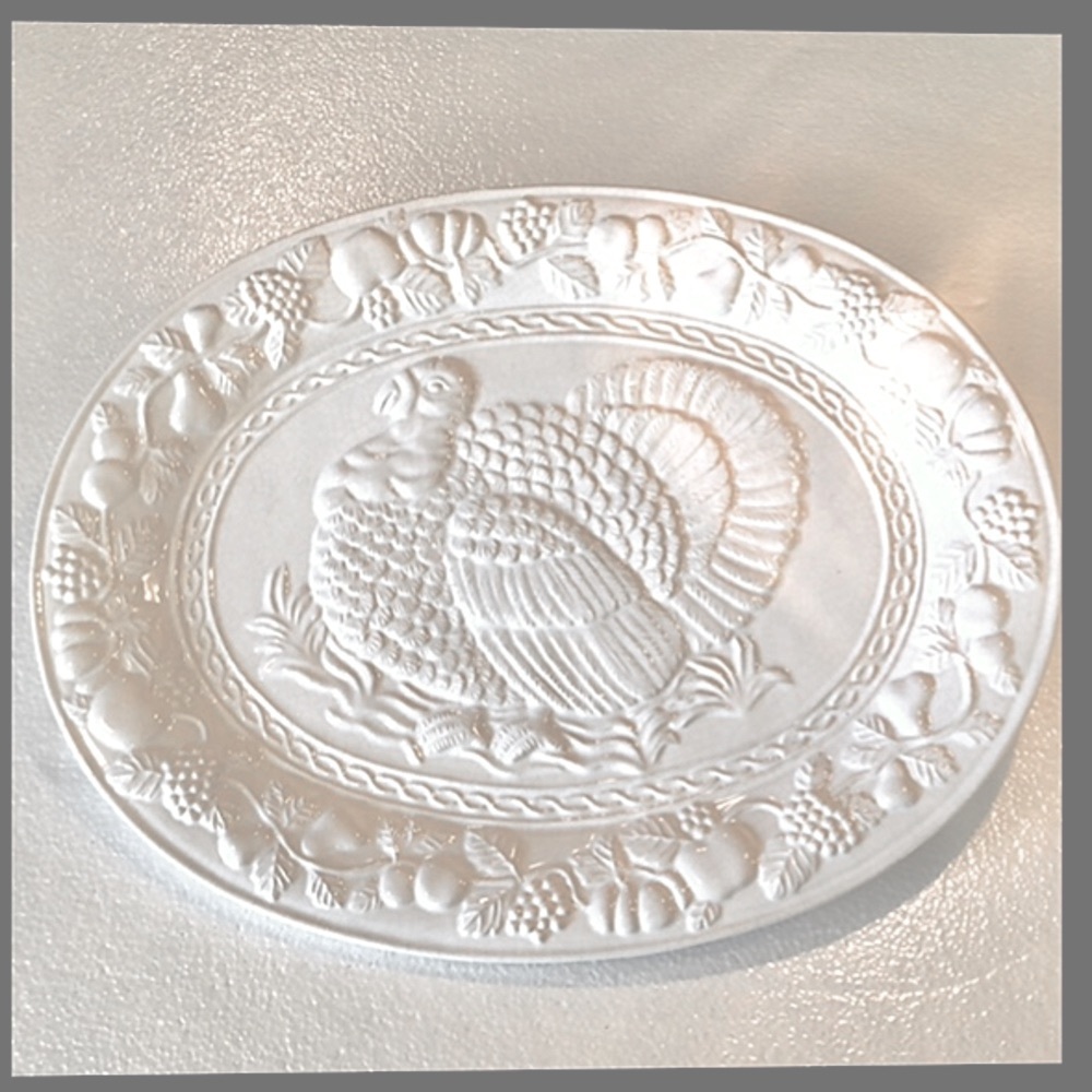 LARGE WHITE CERAMIC PLATTER TURKEY PLATTER CREAMY WHITE HEAVY DUTY SERVING 16x13